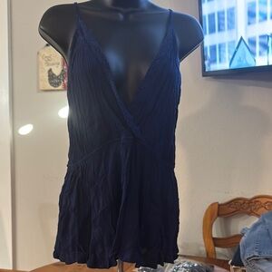 Forever 21 Navy Sleeveless V-Neck Top